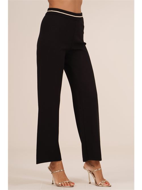 Pantalone palazzo in maglia Love To Love by Gai Mattiolo | LT678NERO/BEIGE